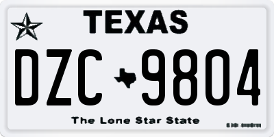 TX license plate DZC9804