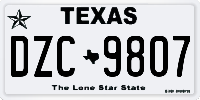 TX license plate DZC9807