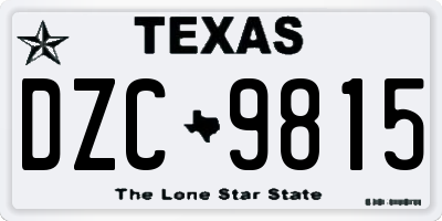 TX license plate DZC9815