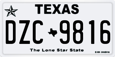 TX license plate DZC9816