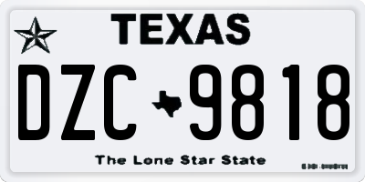 TX license plate DZC9818
