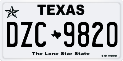 TX license plate DZC9820