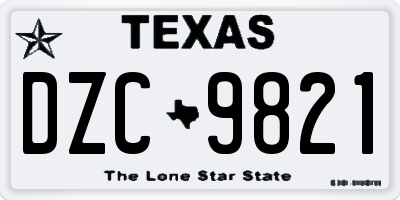 TX license plate DZC9821