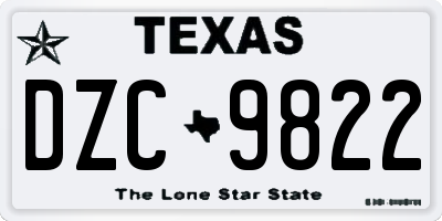 TX license plate DZC9822