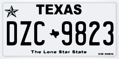TX license plate DZC9823