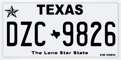 TX license plate DZC9826
