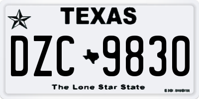 TX license plate DZC9830