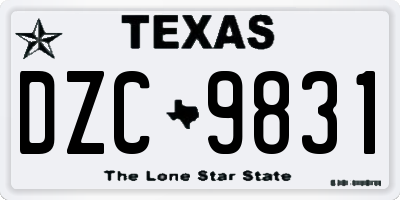 TX license plate DZC9831