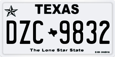 TX license plate DZC9832