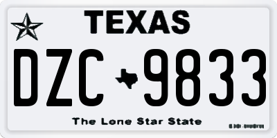 TX license plate DZC9833