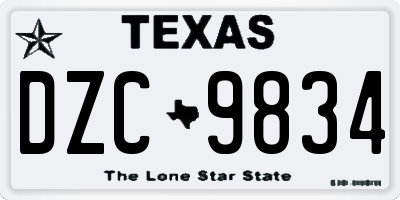 TX license plate DZC9834