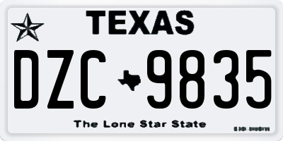 TX license plate DZC9835