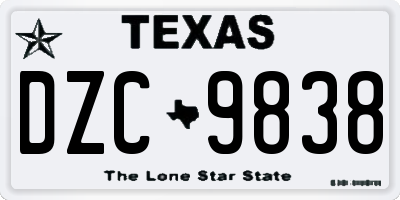 TX license plate DZC9838