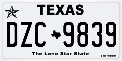 TX license plate DZC9839
