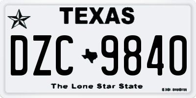 TX license plate DZC9840