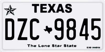 TX license plate DZC9845