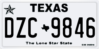 TX license plate DZC9846