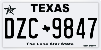 TX license plate DZC9847
