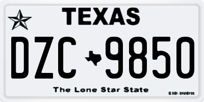 TX license plate DZC9850