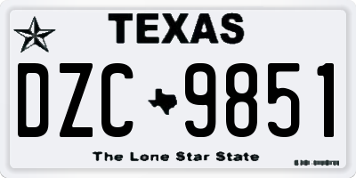 TX license plate DZC9851