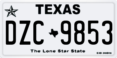 TX license plate DZC9853