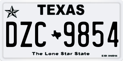 TX license plate DZC9854