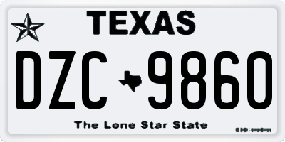 TX license plate DZC9860