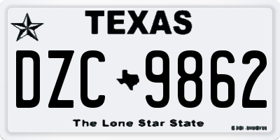 TX license plate DZC9862