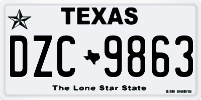TX license plate DZC9863