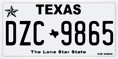 TX license plate DZC9865