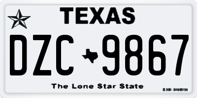 TX license plate DZC9867