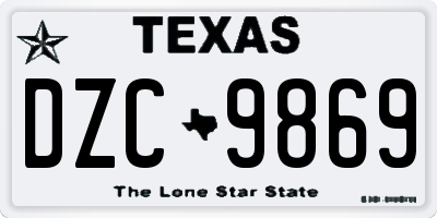 TX license plate DZC9869