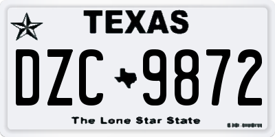 TX license plate DZC9872