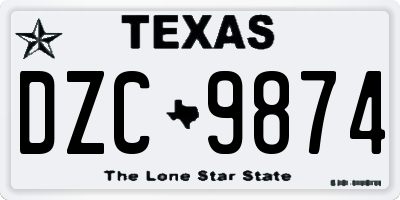 TX license plate DZC9874