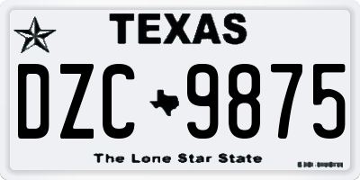 TX license plate DZC9875