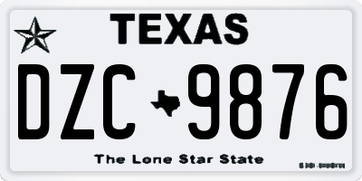 TX license plate DZC9876
