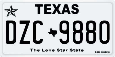 TX license plate DZC9880