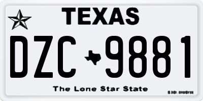 TX license plate DZC9881
