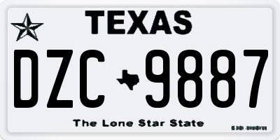 TX license plate DZC9887