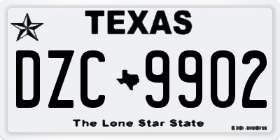 TX license plate DZC9902