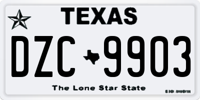 TX license plate DZC9903