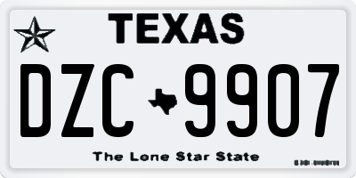 TX license plate DZC9907
