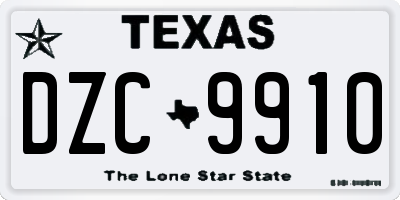 TX license plate DZC9910