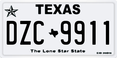TX license plate DZC9911