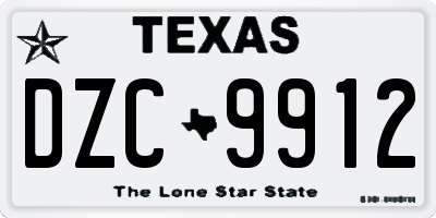 TX license plate DZC9912