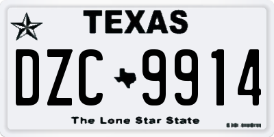 TX license plate DZC9914