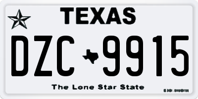 TX license plate DZC9915