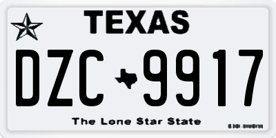 TX license plate DZC9917