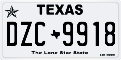 TX license plate DZC9918