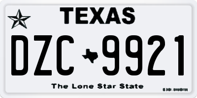 TX license plate DZC9921